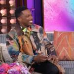 Leslie Odom Jr’s printed coat on The Kelly Clarkson Show