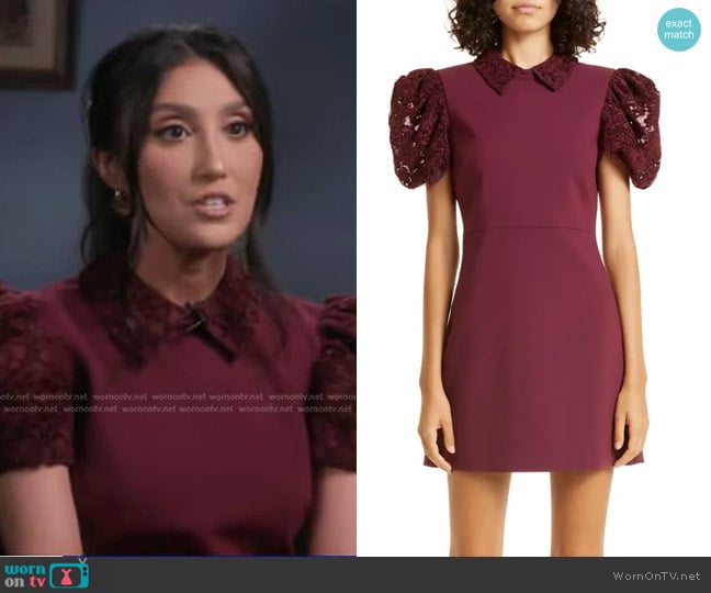 Likely Williams Lace Puff Sleeve Minidress in Fig worn by Dr. Sheila Farhang on Good Morning America