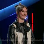 Lila Forde’s black and white fringed leather jacket on The Voice