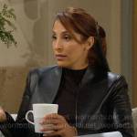 Lily’s black leather collarless jacket on The Young and the Restless