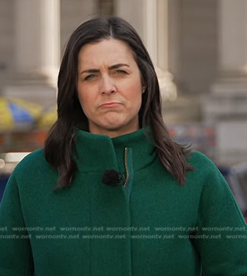 Lindsey Reiser’s green zip coat on NBC News Daily