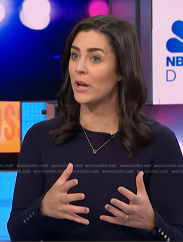 Lindsey Reiser's navy button cuff top on NBC News Daily