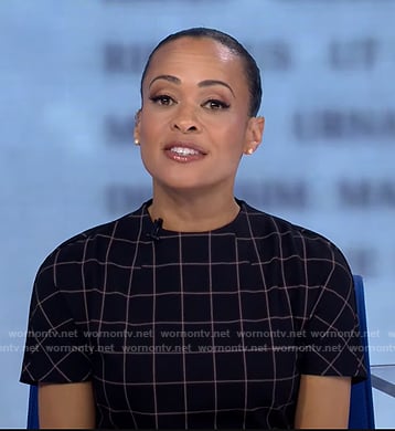 Linsey's black grid check dress on Good Morning America