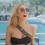 Lisa’s black one shoulder strap swimsuit on The Real Housewives of Miami