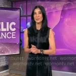 Lisa Ling’s black asymmetric satin dress on CBS Mornings