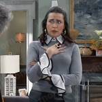 Lois’s grey sweater with ruffled cuff shirt layer on General Hospital