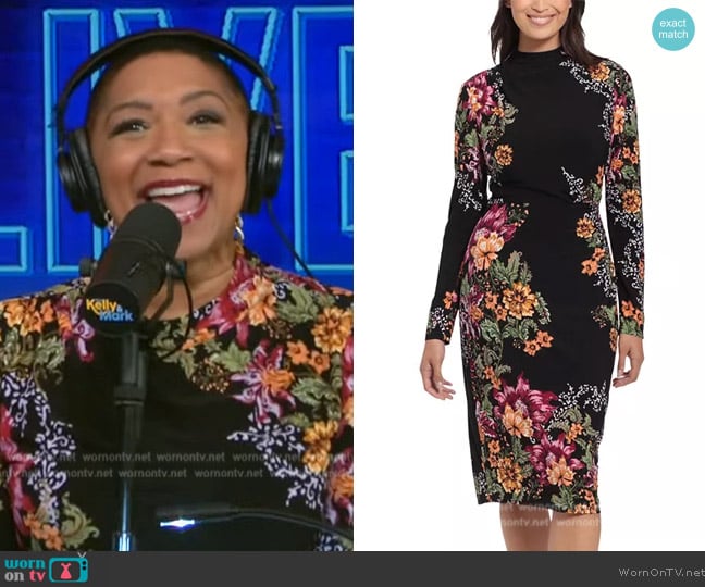 London Times Mock-Turtleneck Floral Sheath Dress worn by Deja Vu on Live with Kelly and Mark