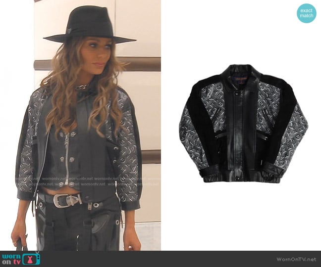 Louis Vuitton Cropped Monogram Leather Jacket worn by Dorit Kemsley on The Real Housewives of Beverly Hills