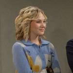 Lucy’s landscape graphic cardigan on The Young and the Restless