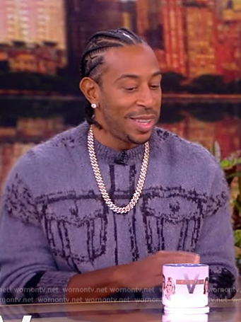 Ludacris’s gray shirt patterned sweater on The View