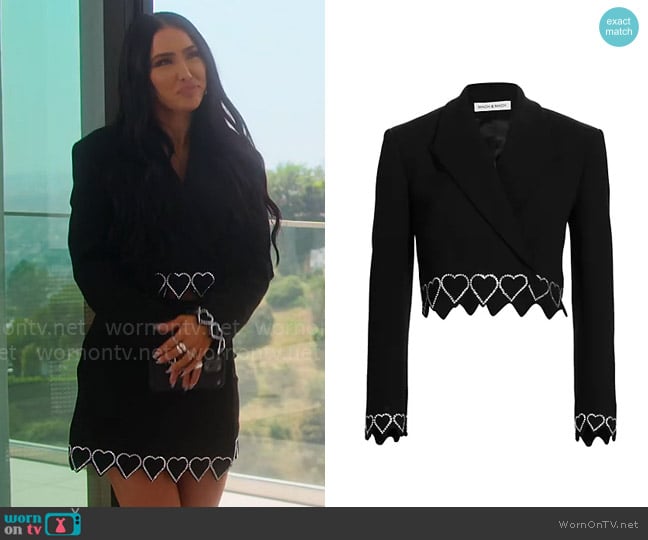 WornOnTV: Bre’s black heart trim jacket and skirt set on Selling Sunset ...