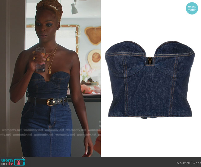 Ness’s denim corset top on All Rise