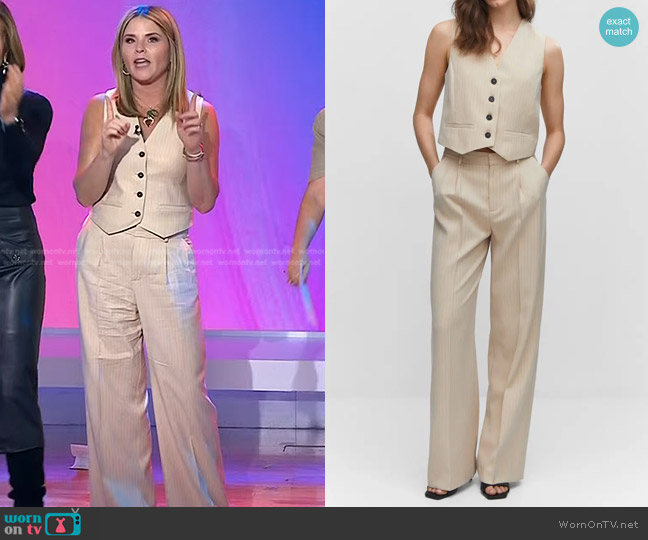 Mango Pinstripe Crop Vest and Trousers worn by Jenna Bush Hager on Today