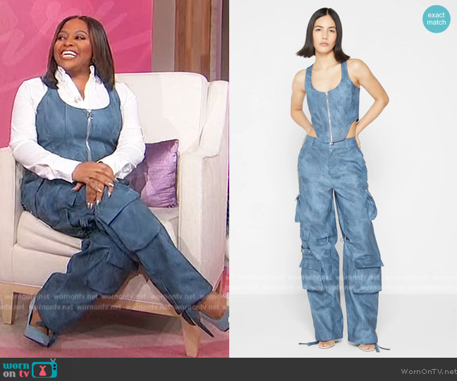 WornOnTV: Sherri’s blue marble corset top and utility pants on Sherri ...