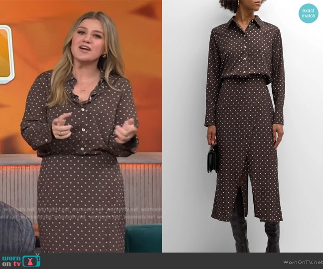 Marella Londra Polka-Dot Midi Shirtdress worn by Kelly Clarkson on The Kelly Clarkson Show