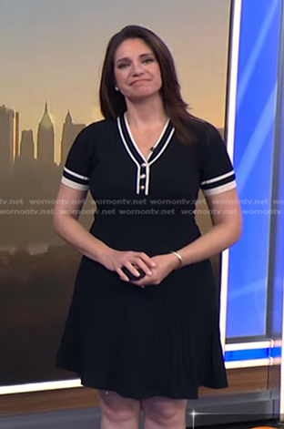 WornOnTV: Maria’s black contrast trim knit dress on Today | Maria ...