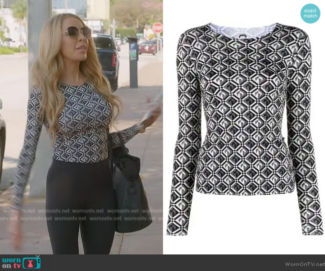 Marine Serre Diamond Moon long-sleeve T-shirt worn by Lisa Hochstein (Lisa Hochstein) on The Real Housewives of Miami