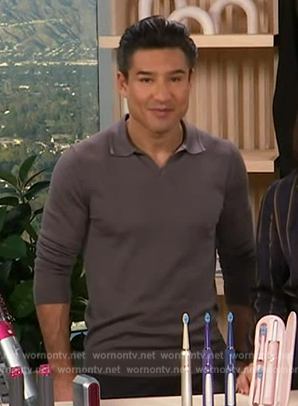 Mario's gray long sleeve polo shirt on Access Hollywood
