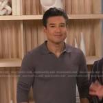 Mario’s gray long sleeve polo shirt on Access Hollywood