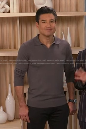 Mario's gray long sleeve polo shirt on Access Hollywood