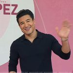 Mario Lopez’s navy long sleeve polo shirt on Today
