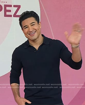 Mario Lopez's navy long sleeve polo shirt on Today