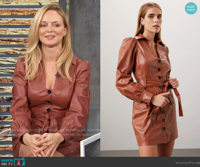 Marissa Webb  Faux Leather Mini Dress worn by Heather Graham on Access Hollywood