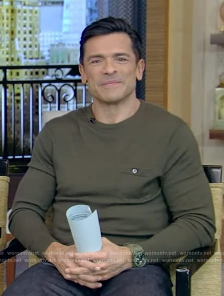 Mark's green pocket tee on Live with Kelly and Mark