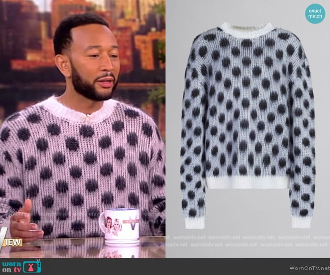 Marni White Mohair Jumper with Polka Dots worn by John Legend on The View