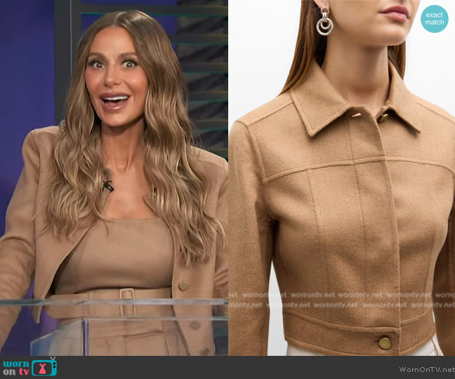 Max Mara Foglia Camel Wool Short Jacket worn by Dorit Kemsley on Access Hollywood