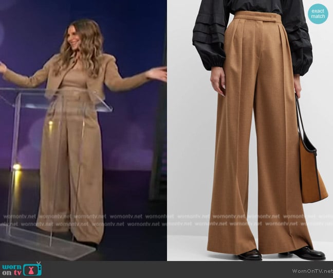 Max Mara Werther Pleated Wide-Leg Pants worn by Dorit Kemsley on Access Hollywood