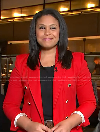 Meagan Fitzgerald's red double breasted blazer on Today