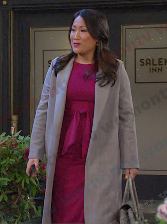 Melinda's pink tie waist dress on Days of our Lives