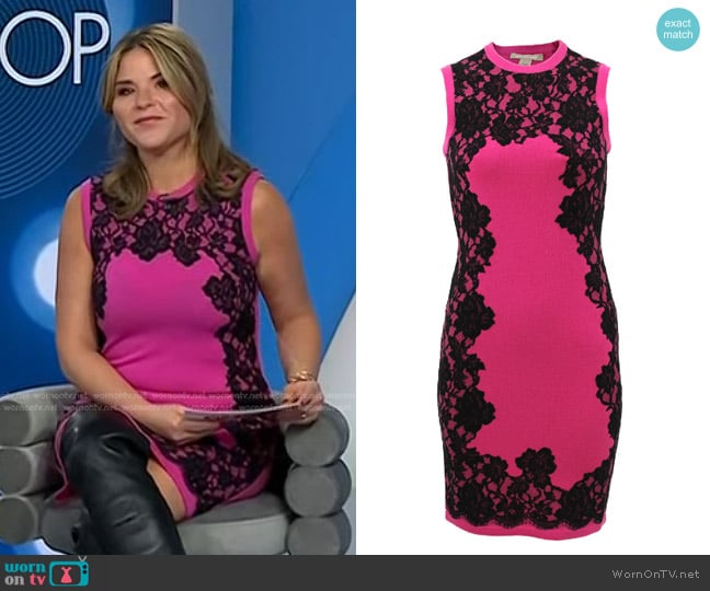 Michael Kors Lace Print Cashmere Dress worn by Jenna Bush Hager on Today