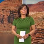 Michelle Miller's green short sleeve sheath dress on CBS Mornings