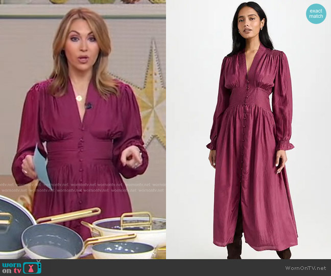 Mille Anya Dress in Plum Washed Silk worn by Lori Bergamotto on Good Morning America