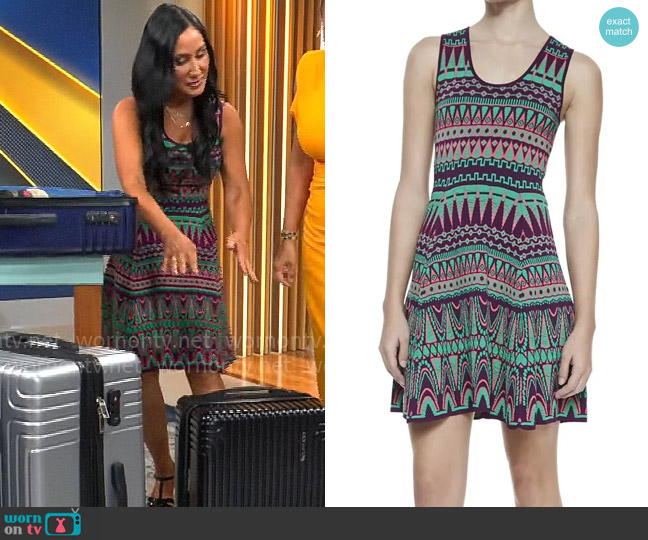 Milly Bright Jacquard Fit & Flare Dress worn by Elizabeth Werner on CBS Mornings