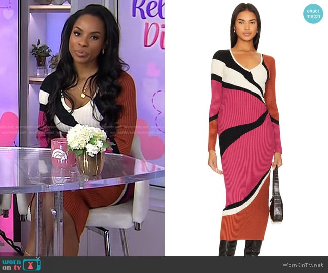 MinkPink Lorna Knit Midi Dress worn by Devyn Simone on Today