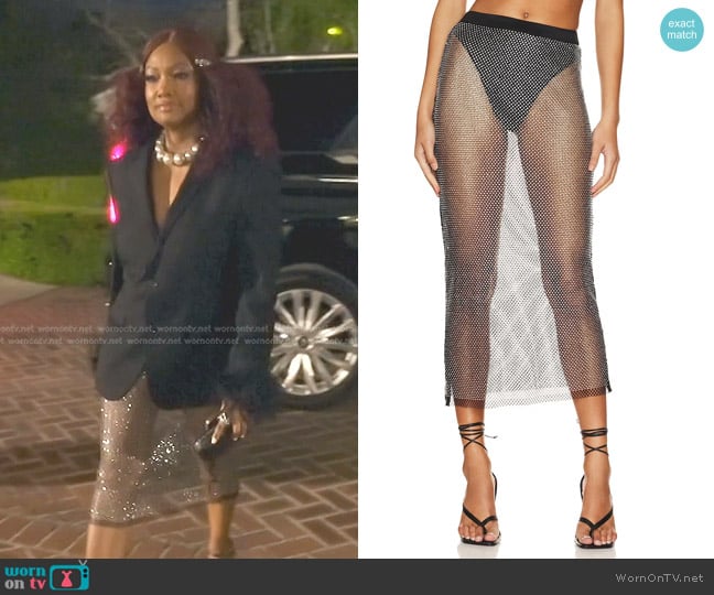 Misha Aletta Diamante Mesh Skirt worn by Garcelle Beauvais on The Real Housewives of Beverly Hills