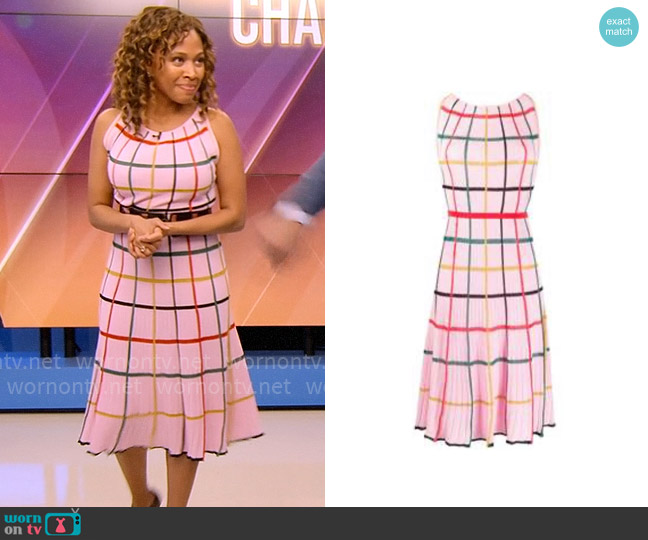 Missoni Plaid Pleated Dress worn by Christina Hunter (Nicole Beharie) on The Morning Show