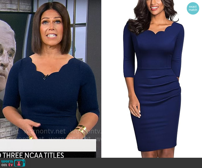 WornOnTV: Dana Jacobson’s navy scalloped neckline dress on CBS Mornings ...