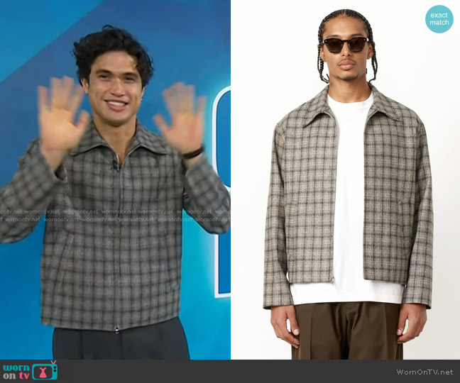 Mohawk Zip Jacket in Grey Plaid worn by Charles Melton on Today