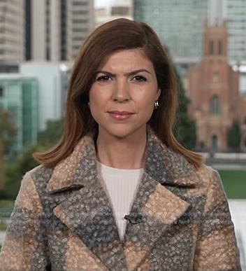 Monica Alba’s beige and grey plaid coat on NBC News Daily