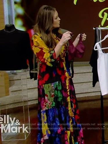 Monica Mangin's floral print maxi dress on Live with Kelly and Mark