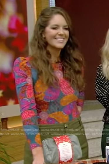 Monica Mangin’s floral print bodysuit on Live with Kelly and Mark