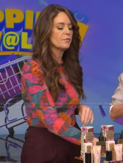 Monica Mangin's floral print bodysuit on Live with Kelly and Mark