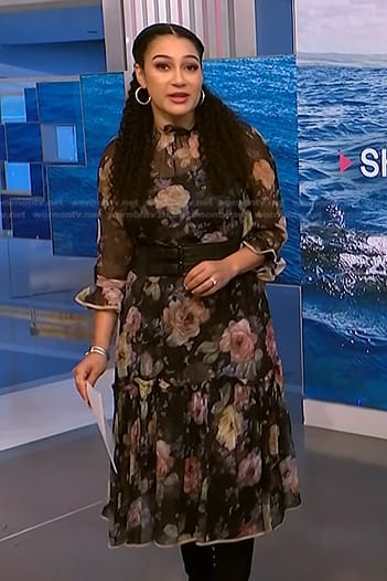 Morgan’s black floral chiffon dress on NBC News Daily