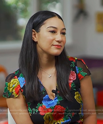 Morgan’s black floral high and low dress on NBC News Daily