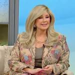 Morgan Fairchild’s floral embroidered blazer on Tamron Hall Show