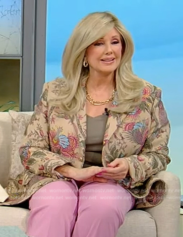 Morgan Fairchild’s floral embroidered blazer on Tamron Hall Show